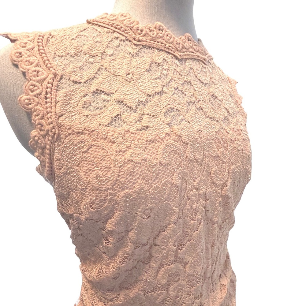 Joseph Ribkoff Lace Sheath Dress Mock Neck Sleeveless Peach Size 8